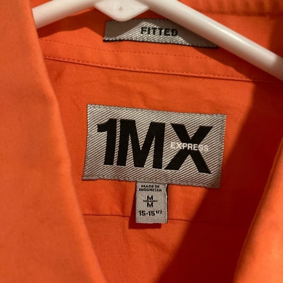 Express 1MX Men’s Button-down business shirt collared shirt orange size M - Picture 2 of 9